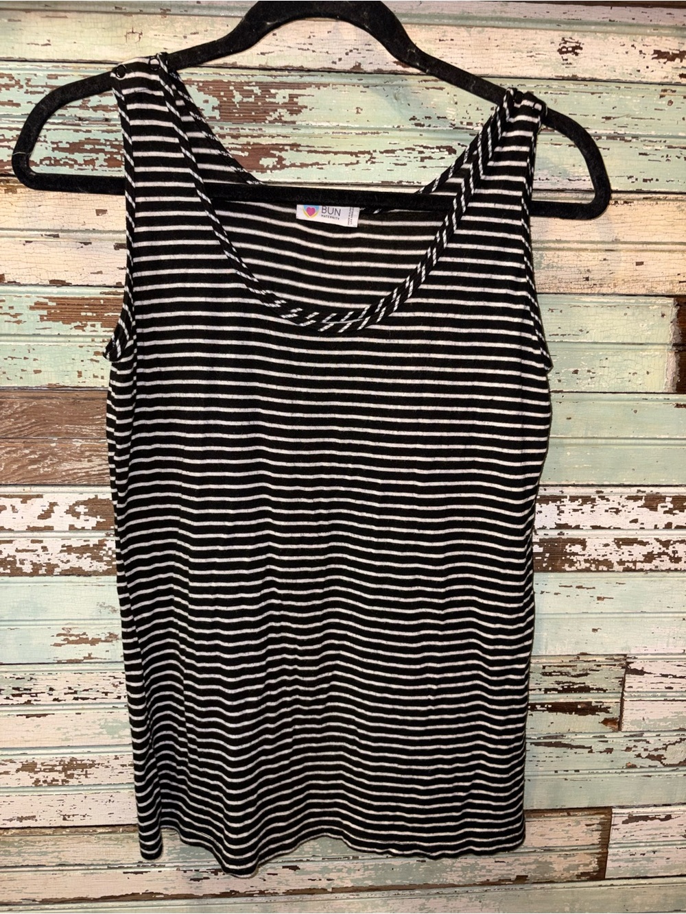 Bun Maternity Black & White Striped Women's Tank Top